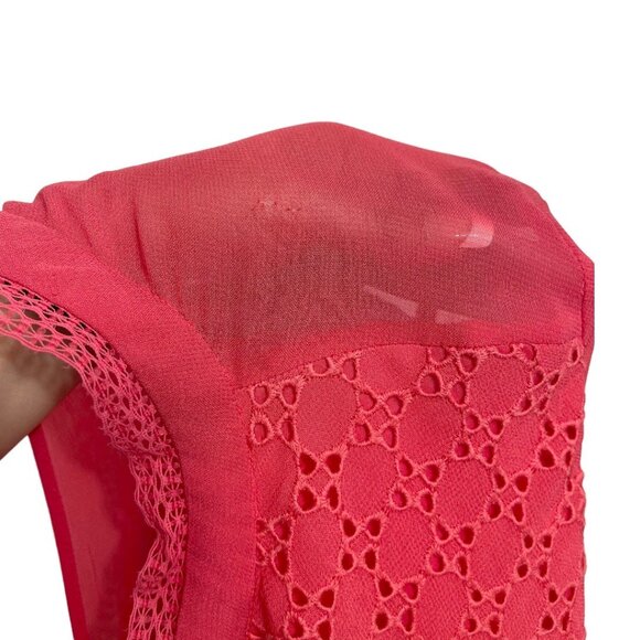 ALLSAINTS Lilith Eyelet A-Line Mini Dress in Coral Red Size 4 - Picture 11 of 12